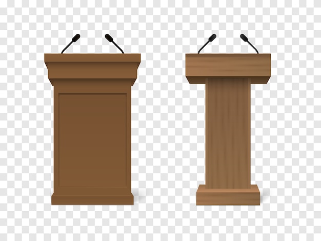 Vector de madeira pódio Tribune Rostrum Stand com microfones