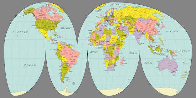 Vetor vector de mapa político simples do mundo