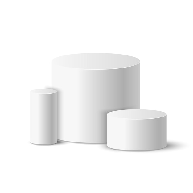 Vector de maquete realista detalhado de pódio de cilindro branco 3D