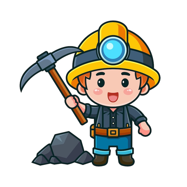 Vetor vector de mascote de mineiro segurando machado de escolha