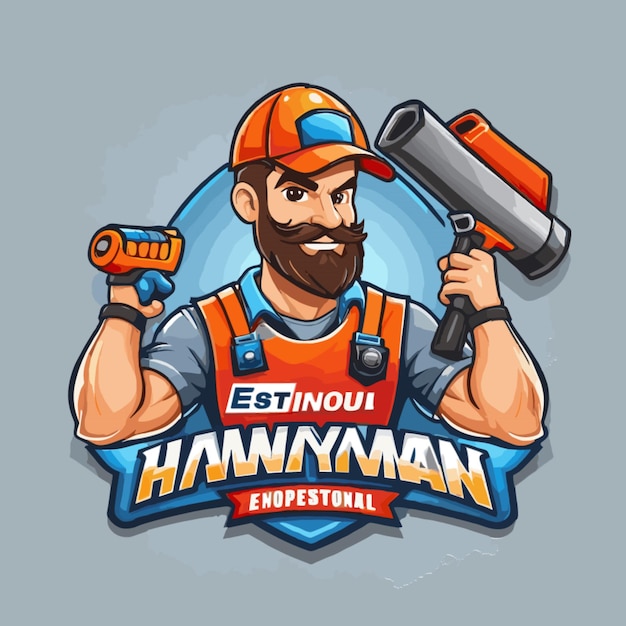 Vetor vector de mascote do logotipo handyman em fundo branco