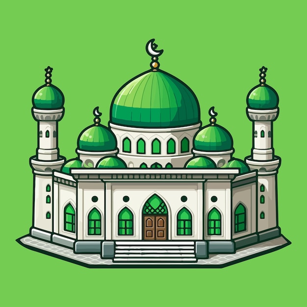 Vector de mesquita verde com fundo verde