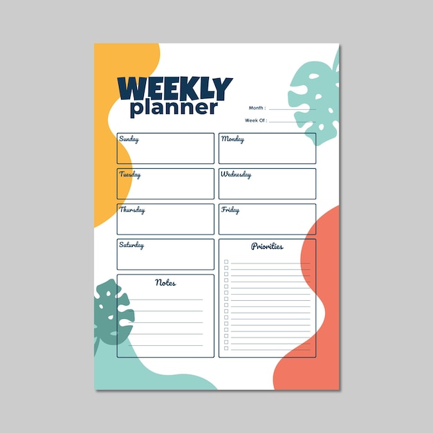 Vector de modelo de planejador semanal