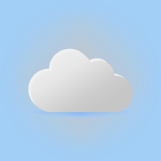 Vector de nuvem branca Fundo azul claro Símbolo meteorológico minimalista Sombreamento de gradiente suave