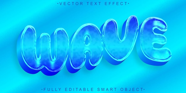 Vetor vector de onda azul de desenho animado efeito de texto de objeto inteligente totalmente editável