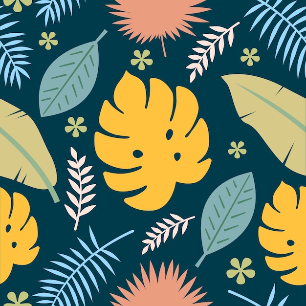 Vector de padrões sem costura de folhas tropicais