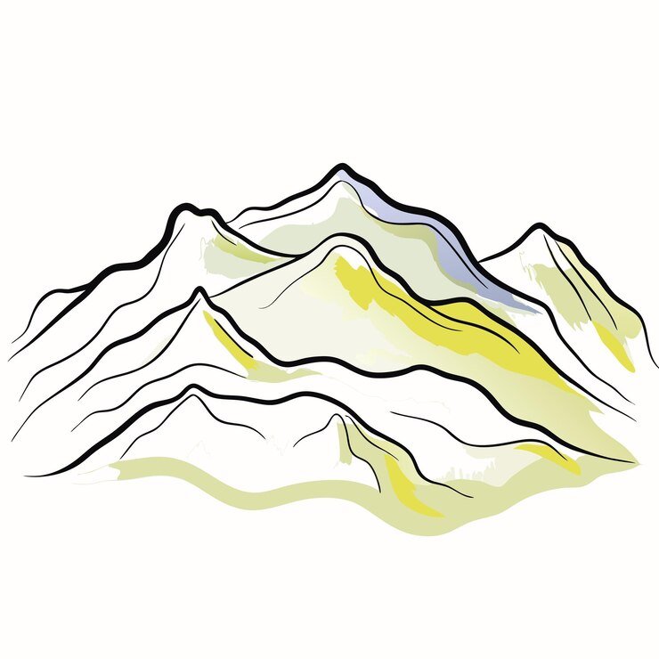Vetor vector de paisagem de montanha em aquarela em fundo branco