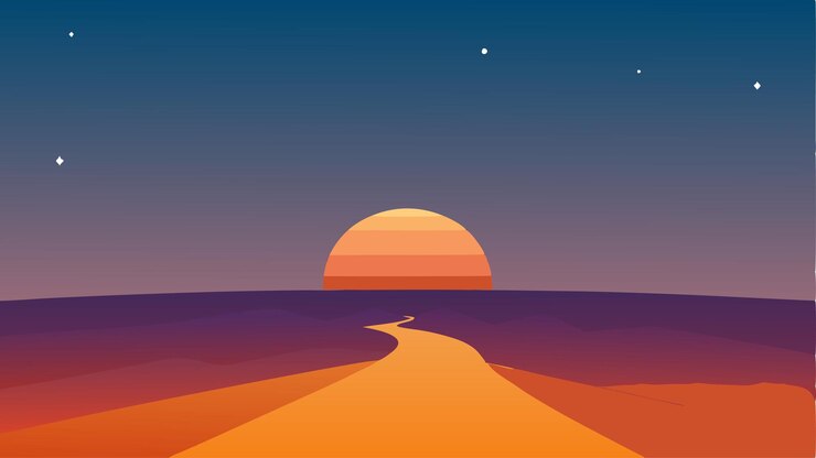 Vetor vector de papel de parede do horizonte do pôr-do-sol com céu gradiente