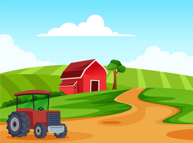 Vector de pastagens da paisagem rural de verão