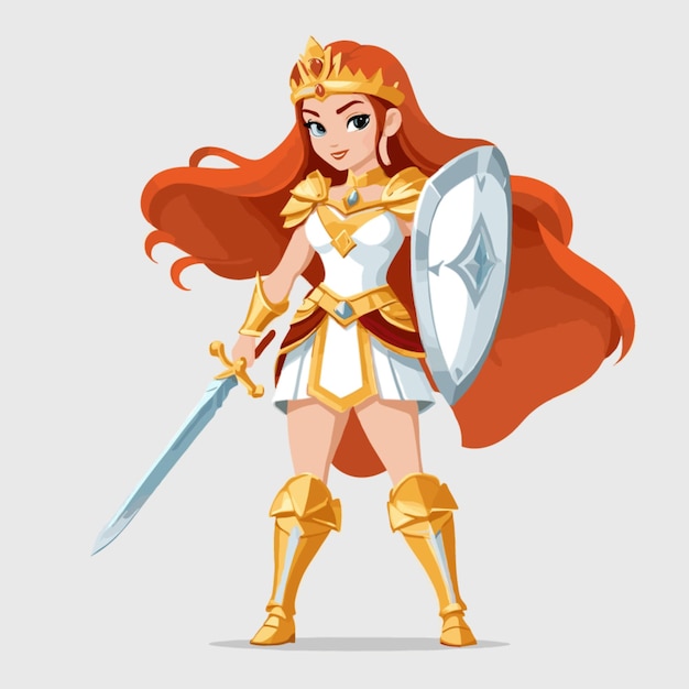 Vector de princesa guerreira em fundo branco