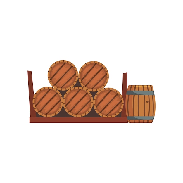 Vector de processo de produção de barris de madeira de vinícola ilustração isolada sobre um fundo branco