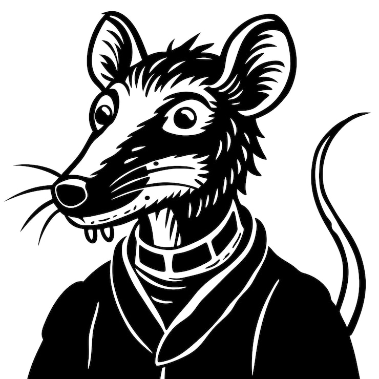 Vetor vector de retrato de rato de estilo vintage