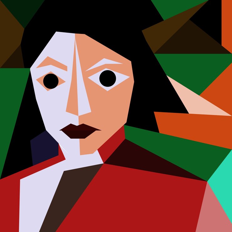 Vetor vector de rosto de mulher com retângulos e formas