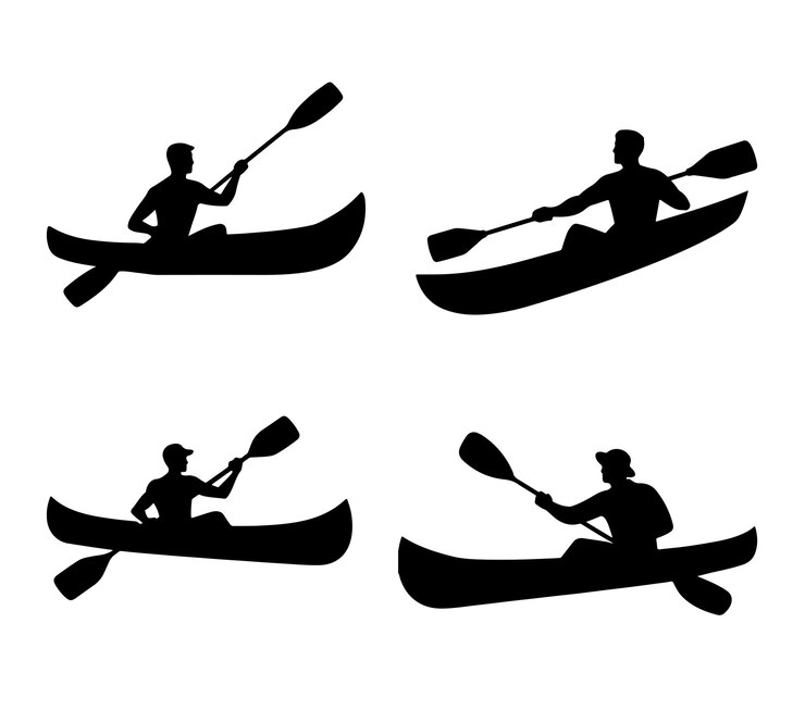 Vetor vector de silhueta de canoagem em fundo branco