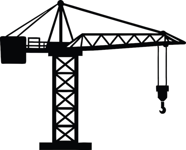 Vetor vector de silhueta de guindaste de construção ícone de guindase de construção