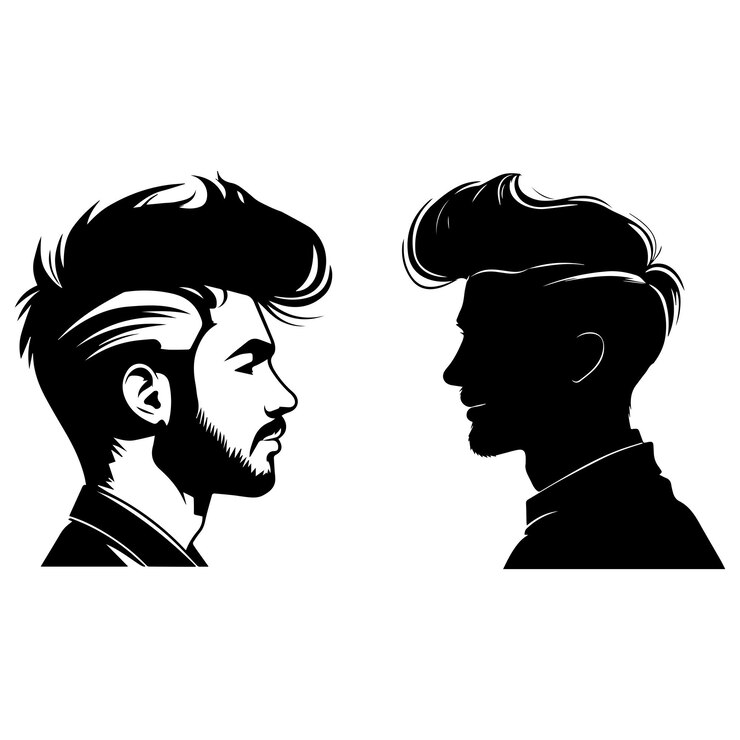 Vetor vector de silhueta de homem hipster barbudo em fundo branco