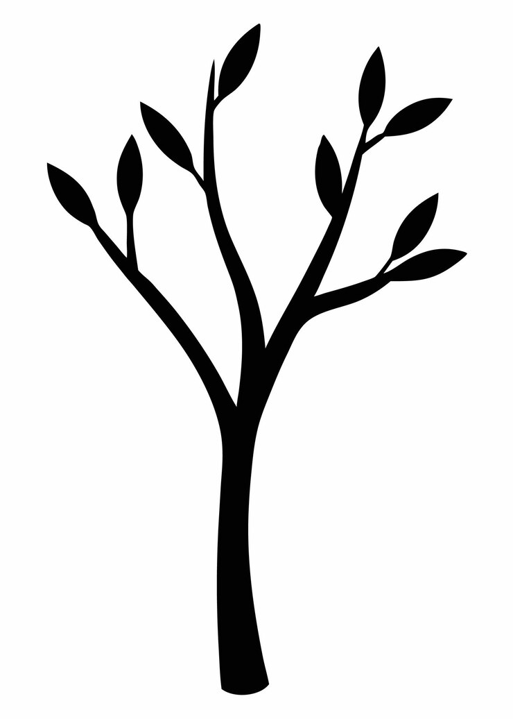 Vetor vector de silhueta de ramo de árvore em fundo branco