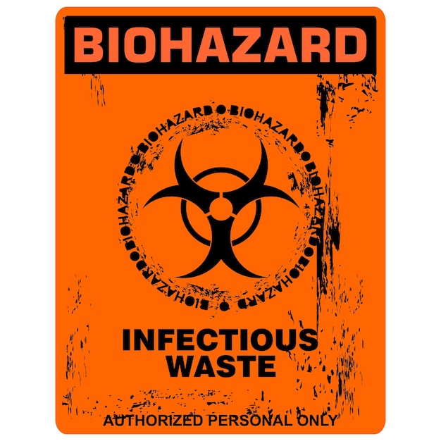 Vector de sinais e adesivos de resíduos infecciosos de risco biológico