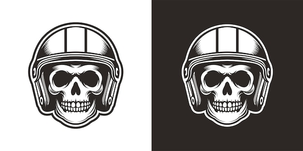 Vector de tatuagem de cabeça de crânio usando capacete
