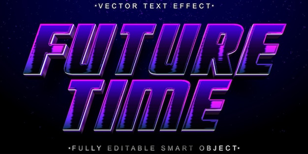 Vector de Tempo Futuro Luminoso Púrpura Completamente Editável Efeito de Texto de Objeto Inteligente
