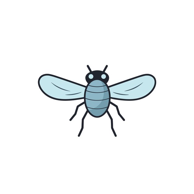 Vector de um ícone plano de um inseto mosca azul em um fundo branco