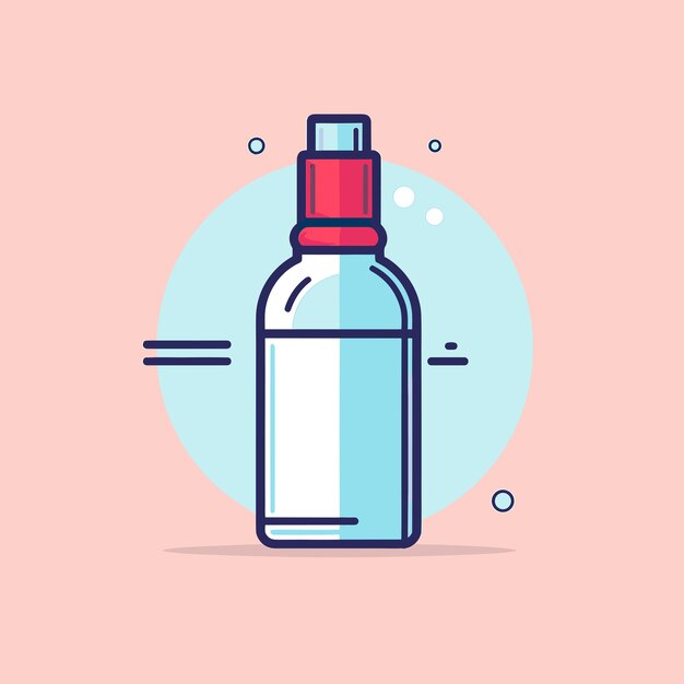Vetor vector de um ícone plano de uma garrafa com tampa vermelha em um fundo rosa