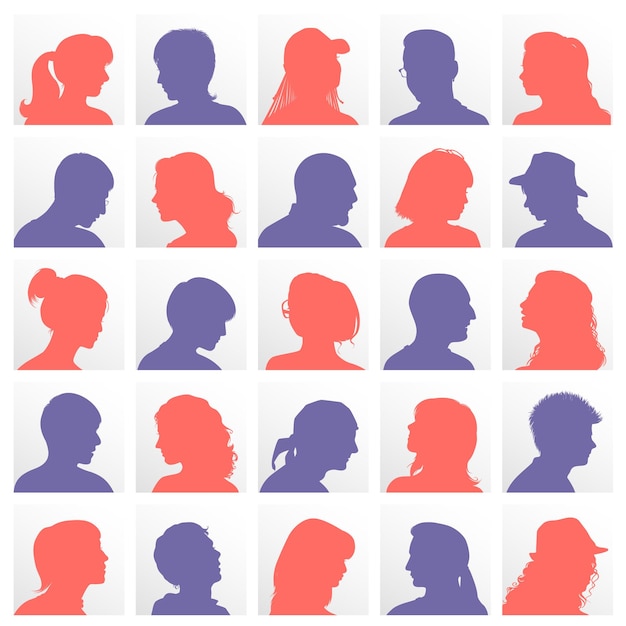 Vetor vector definir avatares com silhuetas de pessoas