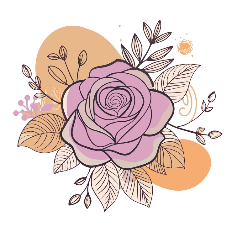 Vetor vector desenhado à mão rosa em um arranjo floral arte botânica