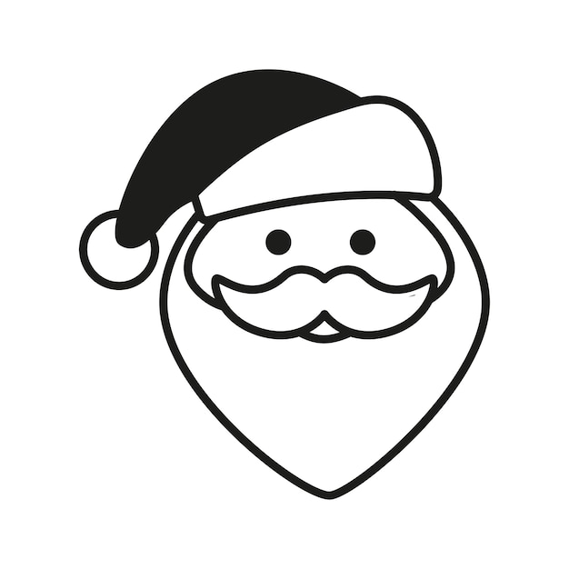 Vector design de logotipo de inverno ilustração em preto e branco de papai noel