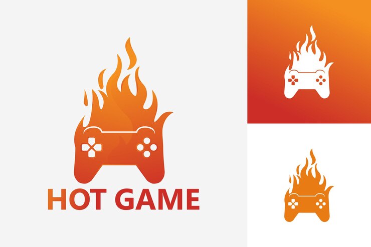 Vetor vector design de modelo de logotipo de jogo quente, emblema, conceito de design, símbolo criativo, ícone