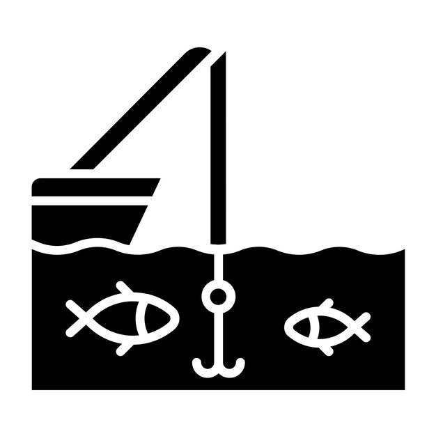 Vetor vector design deep sea fishing icon style (estilo de ícone de pesca em águas profundas)