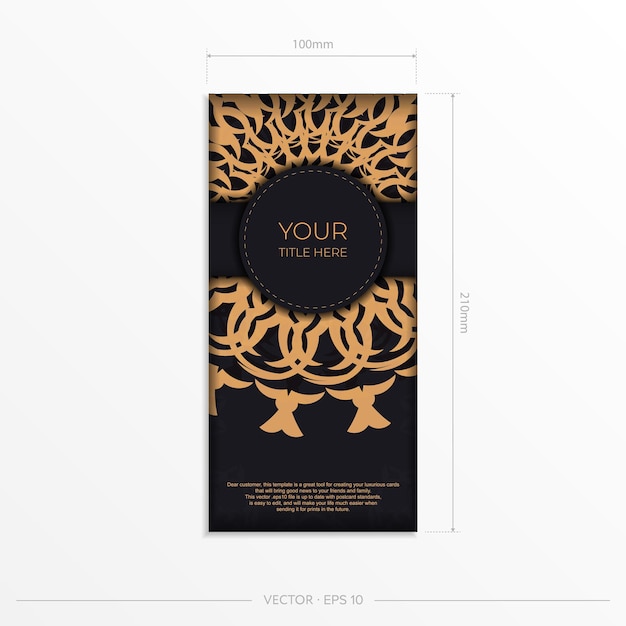 Vector design elegante de cartão postal pronto para imprimir de cor preta com padrões gregos. modelo de cartão de convite com ornamento orvalhado.