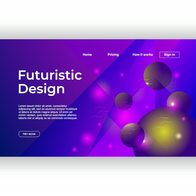 Vector design futurista abstrato geométrico para página de destino