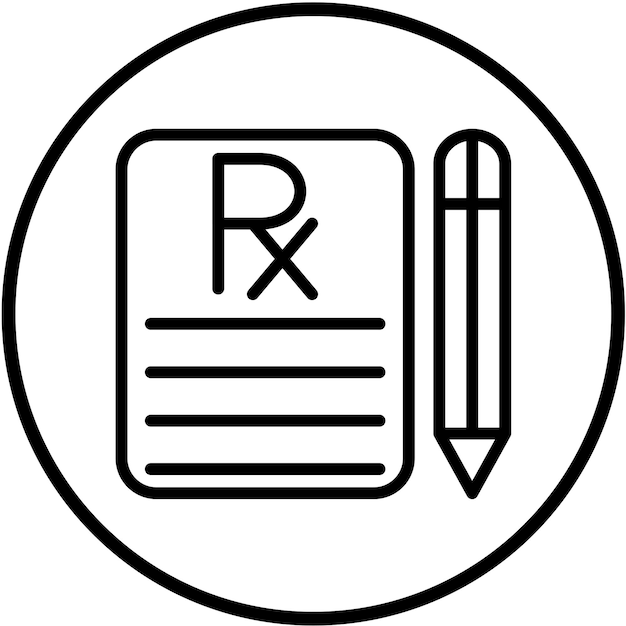 Vector design prescription pad e pen icon style (estilo de ícone de receita vetorial)