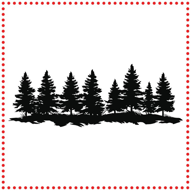 Vetor vector detalhado de silhueta de pinheiro ideal para ilustrações de natureza e natureza