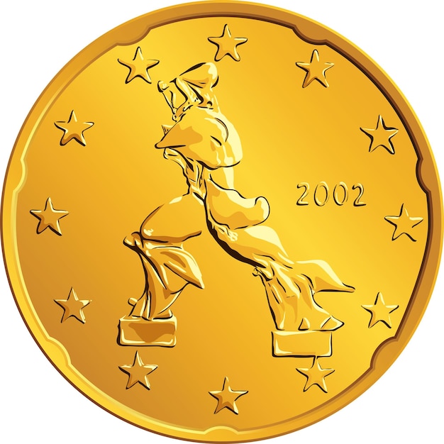 Vetor vector dinheiro italiano moeda de ouro e euro vinte centavos