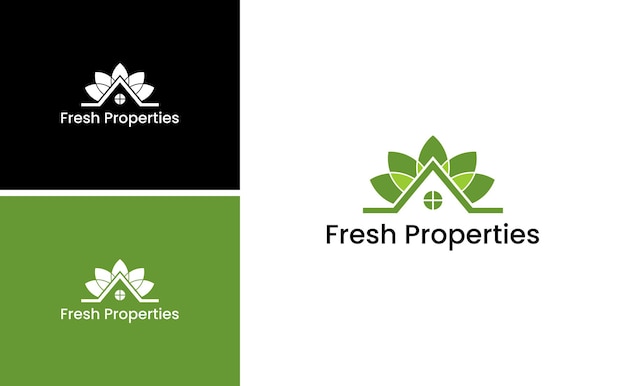 Vector do logotipo das propriedades de casas verdes frescas