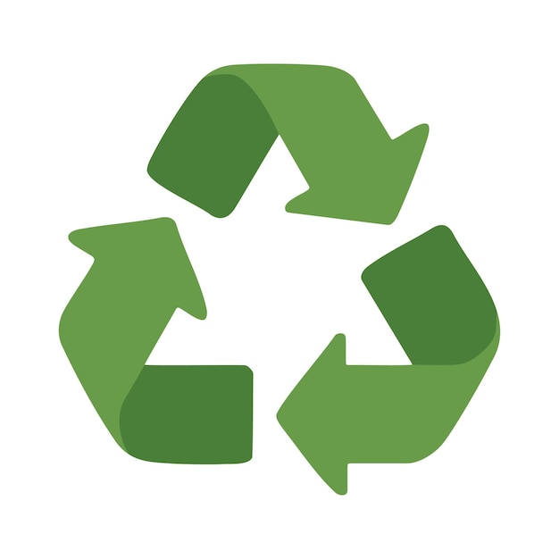 Vector doodle clipart plano adesivo de desenho animado ilustração isolada símbolo de reciclagem flecha verde