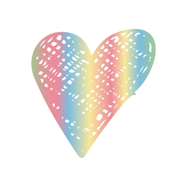 Vector doodle coração arco-íris bonito ilustração desenhada à mão para design no tema do dia dos namorados amor casamento sentimentos relacionamentos