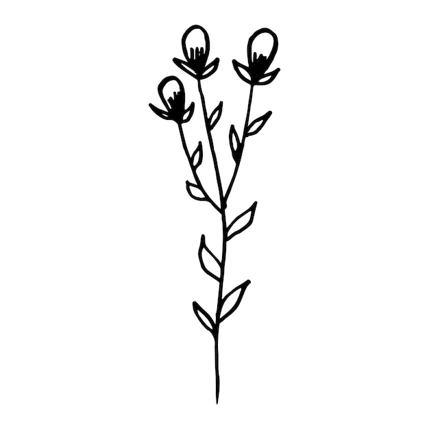 Vector doodle elemento floral silhueta flor abstrata