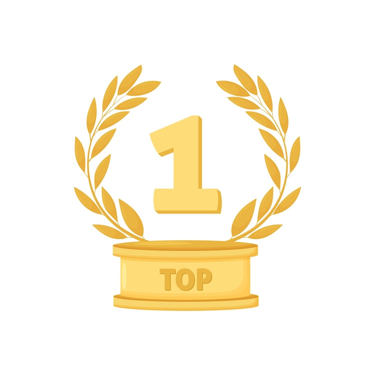 Vetor vector dourado número 1 e grinalda. prêmio de ouro no pedestal, ícone do vencedor, sucesso