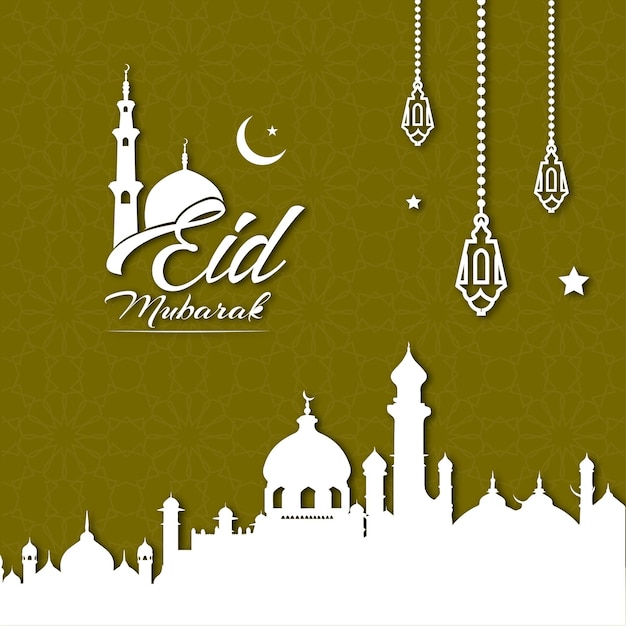 Vector Eid Mubarak Eid AlFitr e AlAdha fundos padrão caligrafia árabe