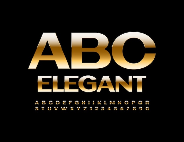 Vector Elegant Alphabet Shiny Gold Font Estilo premium conjunto de letras e números