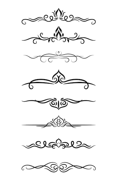vector elegante caligráfico decorativo elemento ornamental conjunto floral decorativo divisores conjunto de design