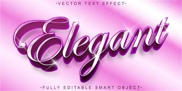 Vetor vector elegante roxo brilhante efeito de texto de objeto inteligente totalmente editável