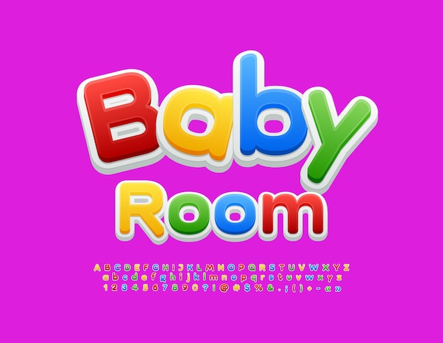 Vetor vector emblema lúdico baby room criação infantil font colorido alfabeto letras números definido