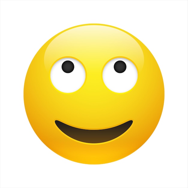 Vector emoticon sonhando amarelo com olhos abertos