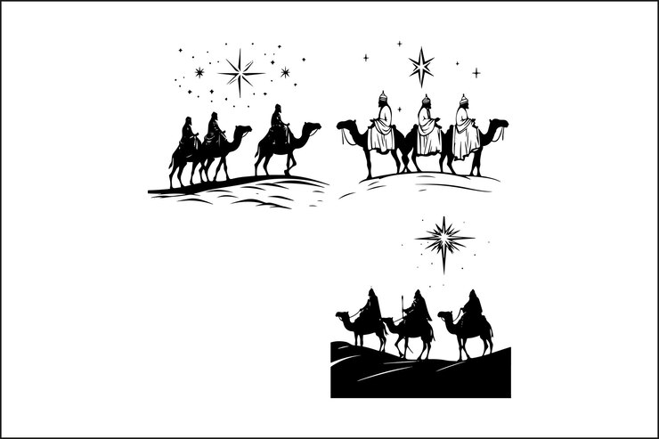 Vetor vector epifania silhueta da epifania três reis magos vector religioso arte da epifânia holi cristã