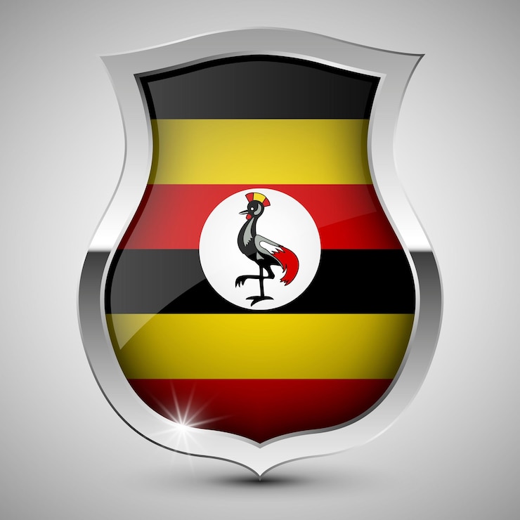Vetor vector escudo patriótico com bandeira de uganda um elemento de impacto para o uso que você quer fazer dele