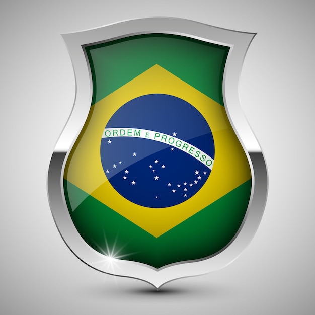 Vetor vector escudo patriótico com bandeira do brasil um elemento de impacto para o uso que você quer fazer dele